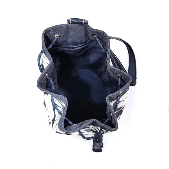 Speedo Drawstring Bucket Barrel Tote Bag Blue And White Floral Canvas  - Picture 7 of 7